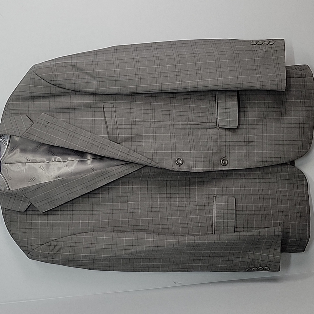 VINCI Italy Gray Plaid Sport Coat Suit Jacket 40L